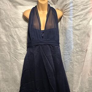 David's Bridal Navy Halter Prom Dress